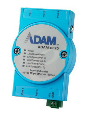 Advantech ADAM-6520 5-Port Industrial Ethernet Switch 10/100 Mbps 24V