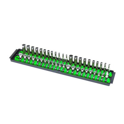 Premium 1/4 Inch Drive Socket Organizer, 18 Inch, 2Rail Design, Green