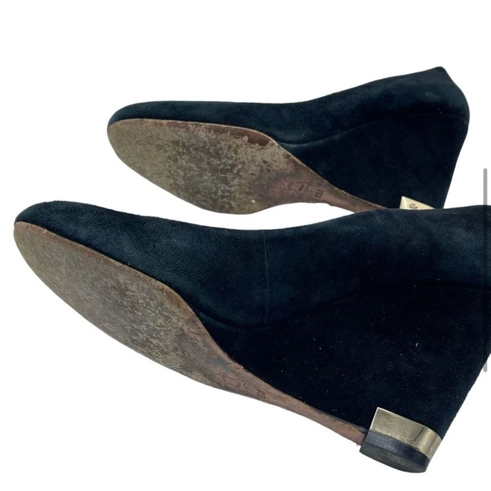 Tacones de cuña Tory Burch Astoria de gamuza negra talla 7,5 Foto 4 de 4