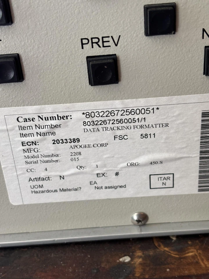 Apogee Labs 2208 CDMS Formateador de Datos de Seguimiento Montaje en Rack Botas Probadas de Potencia v2.5 Foto 4 de 4