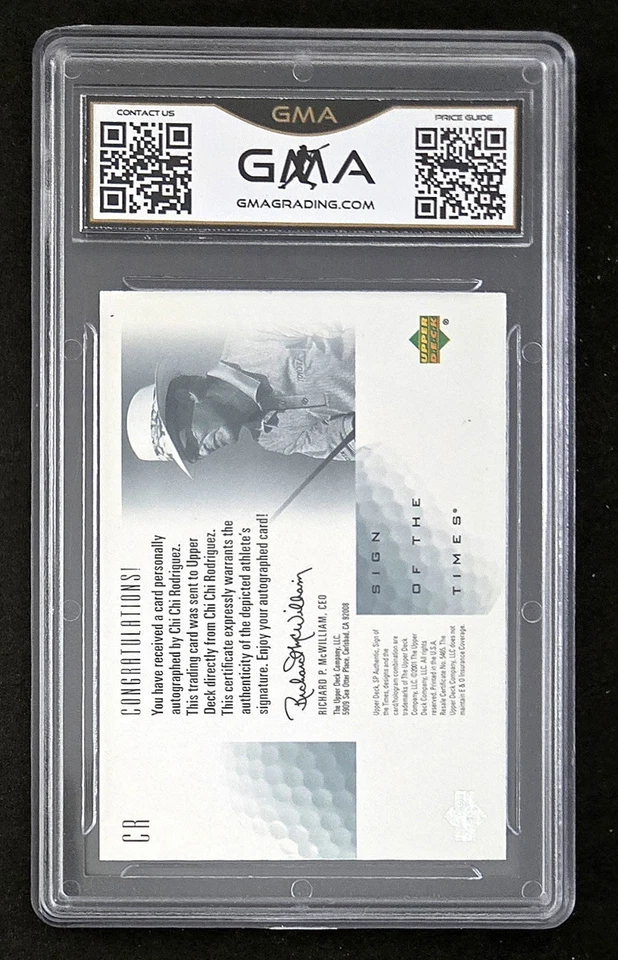 CHI CHI RODRIGUEZ 2001 UD SP AUTHENTIC SIGN OF THE TIMES GMA 9 MINT AUTOGRAPH - Image 2 of 2