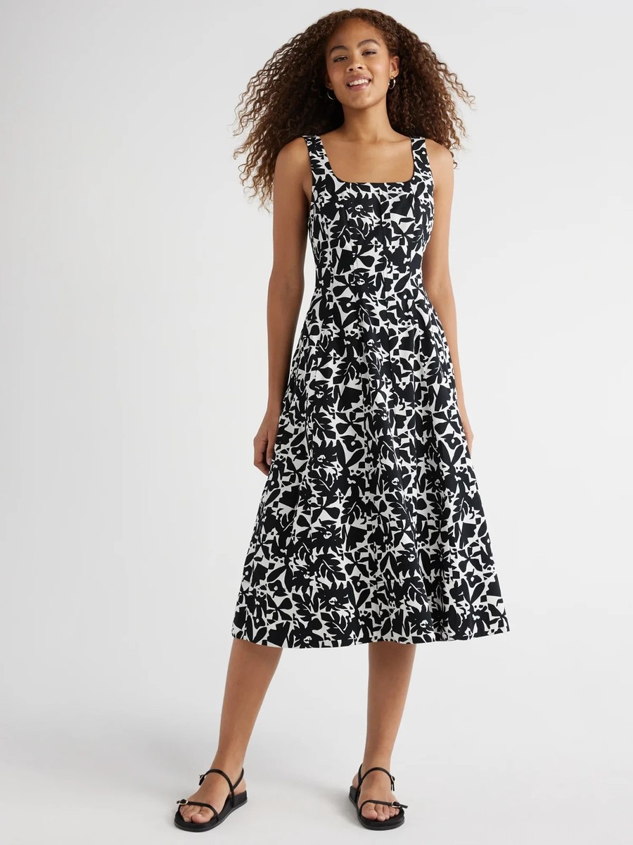 Free Assembly Women’s Cotton Square Neck Sleeveless Dress, Size XL Multi --A29-- View 2