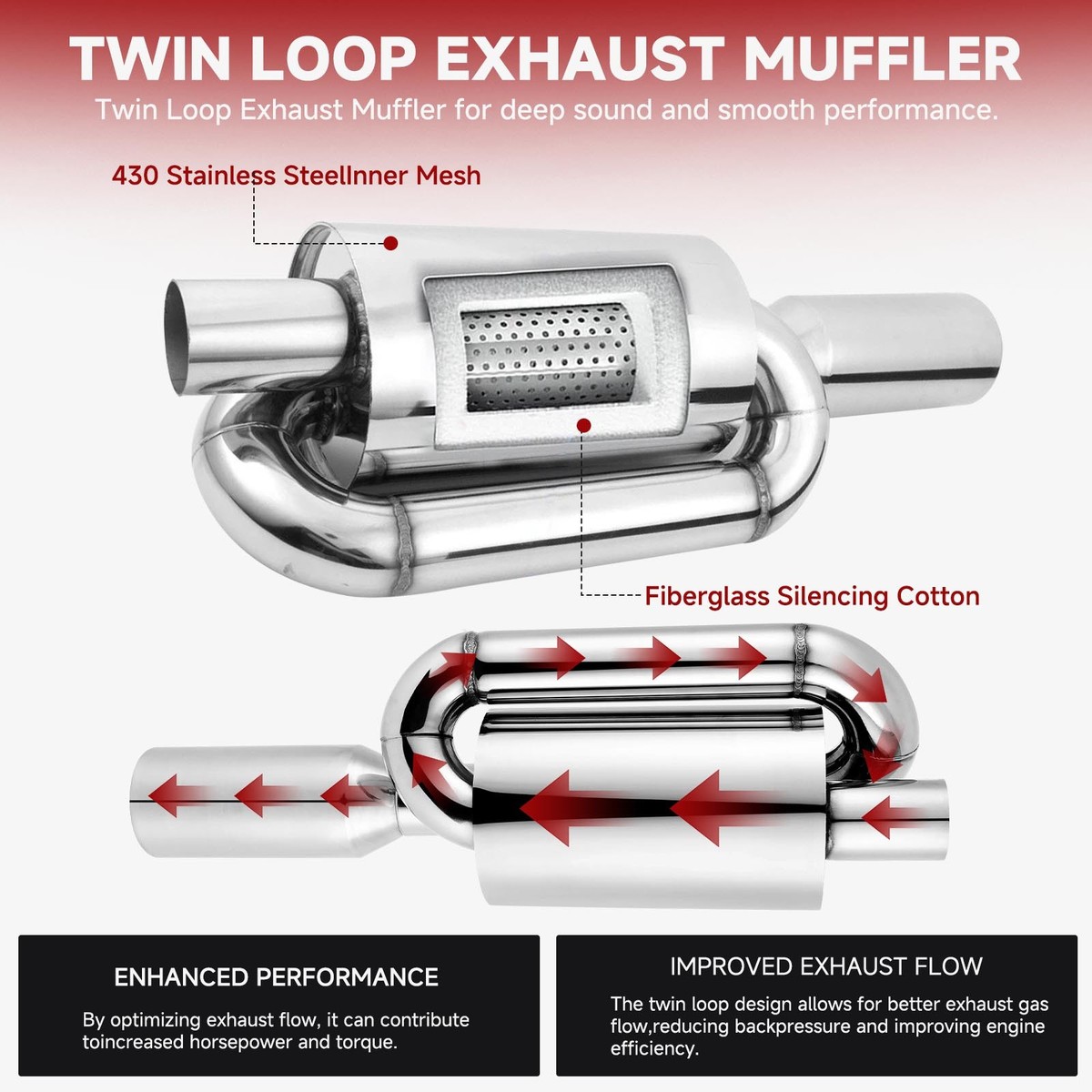HST MUFFLER HONDA シビック用　EG4 新品 For Honda Civic EK4 EG6 EF8 Twin Loop Exhaust Muffler 2.5