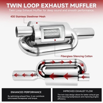 小物 love it once more narrow muffler For Toyota Corolla Twin Loop Exhaust Muffler 2.5