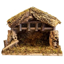 Village Nativity Wooden Stable Creche for Christmas Nativity Set, 10 inches x...