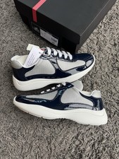 Sneakers Prada Americas Cup in pelle verniciata blu royal argento | UK5 EU38 Navy