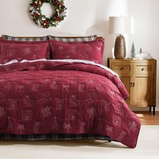 Christmas Quilt Queen Size Bedding Set with 2 Pillow Shams, Lightweight Bedsp...