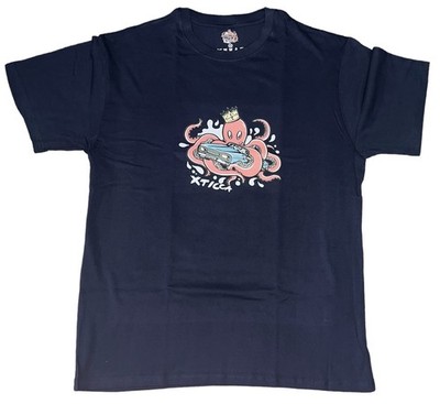 Xticca Navy Graphic T-Shirt Streetwear Octopus Welcome To The Jungle Art Tee XL