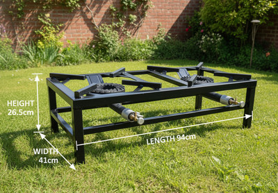 Gewerblicher H. Duty LPG Gas Doppelbrenner Kochring Ofen Outdoor 94x41x26,5cm