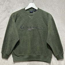 Vintage Gap Classic Fleece Sweatshirt Youth M Green Embroidered Pullover Crew