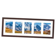 Collage Picture Frame, Displays 5Pcs 4x6 Pictures with Mat or 1Pcs 8x24 Brown