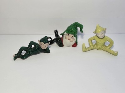 3pc Vintage Pixie Elf Christmas Figurine Lot Gilner *CHIPPED*