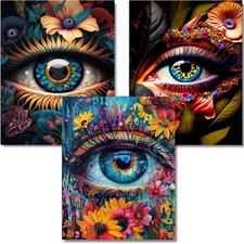 Diamond Art Kits for Adults,3 Pack Colorful Eye Diamond Painting for Beginners,