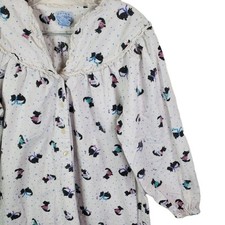 Vtg Lanz Of Salzburg Long Cotton Flannel Nightgown Scottie Dogs Lace Trim Medium