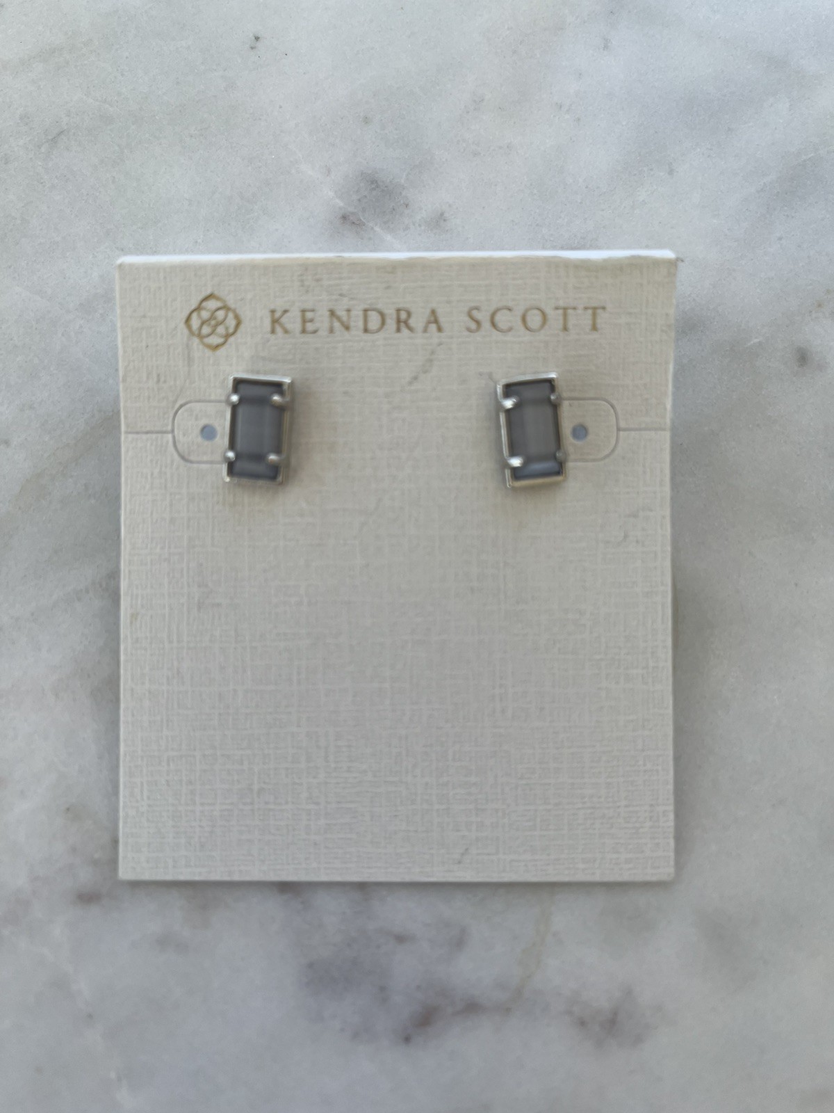 Kendra Scott Silver Gray Rectangle Post Earrings.… - image 1