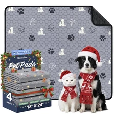 Washable Pee Pads for Dogs, 4 Pack Absorbent Reusable Training Dog Pads Pet P...