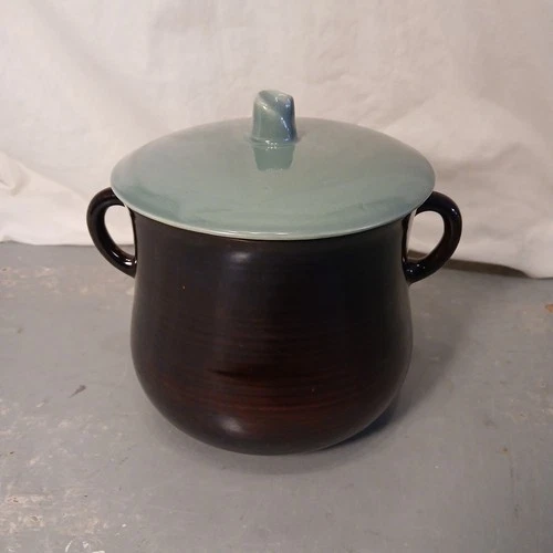 VTG Red Wing Pottery Village Green Brown 7.5" Lidded Bean Pot w/ Full Stamp