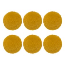 6 Pcs Fluffy Soft Faux Fur Pom Poms for Hats with Elastic Loop Ginger Yellow