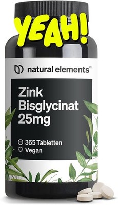 Zink 25mg ? 365 Tabletten ? gut verträgliches Zinkbisglycinat (Zink-Chelat) ?