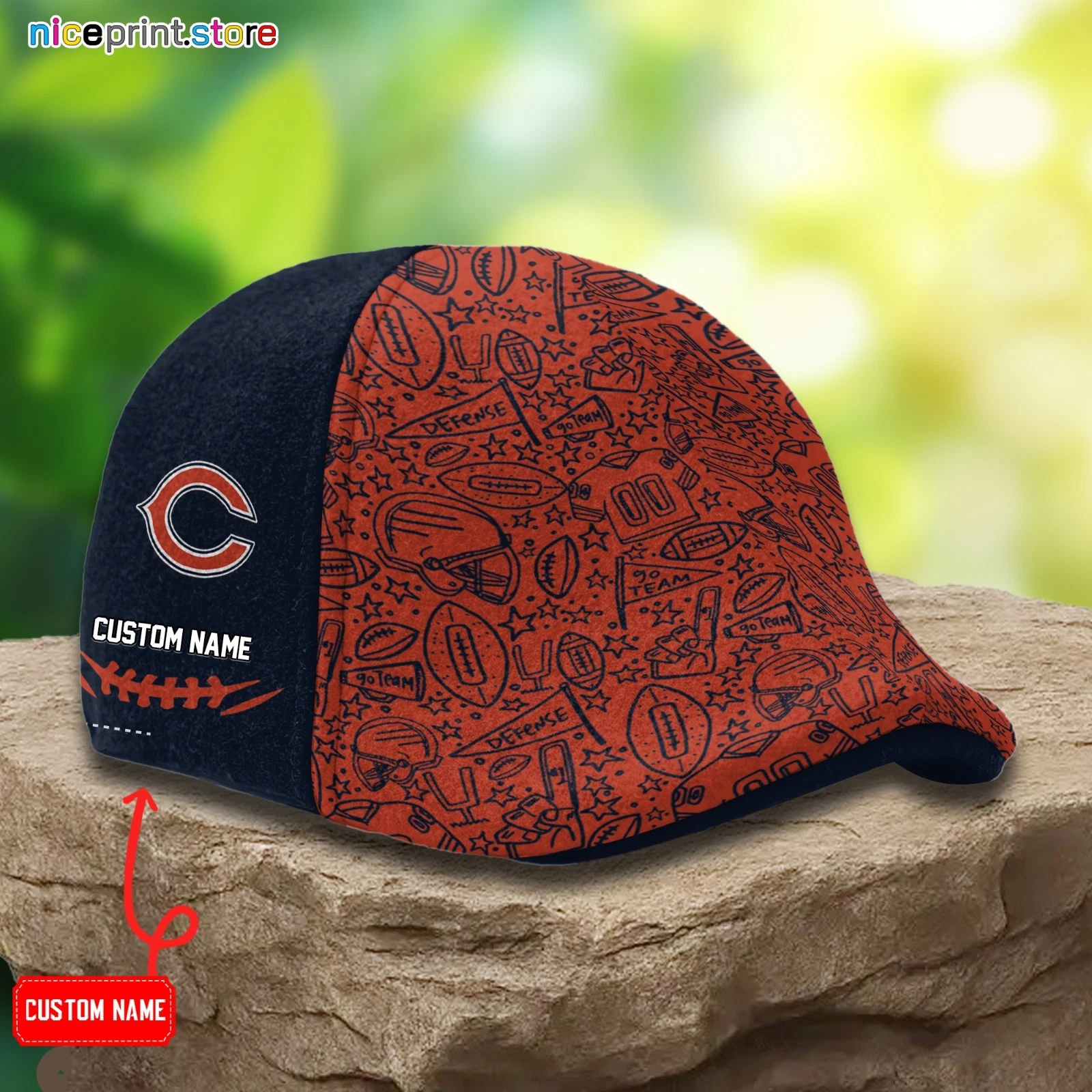 Chicago Team Bears Ivy Cap Bears Cap Flat Cap Driving Cap Golf Cap