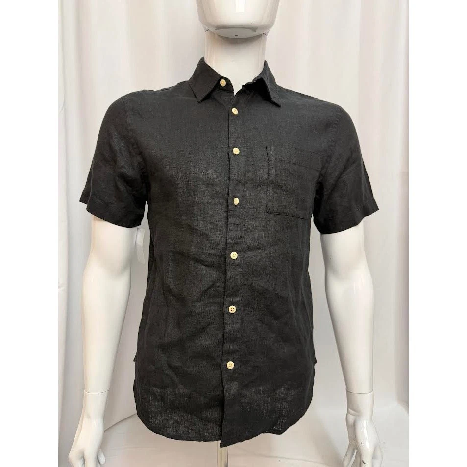 NWT! Alex Crane Men's Ola Regular Fit Linen Shirt Black MEDIUM