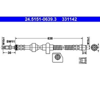 Bremsschlauch Ate 24.5151-0639.3 FüR Peugeot CitroëN 508 I C5 Iii Break