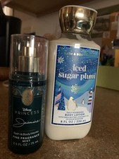 Bath  Body Works Jasmine Body Spray 2.5oz  Iced Sugar Plum Lotion 8oz Set