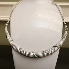 Peter Thomas Roth necklace Ribbon & Reed collar sterling silver 925 signed