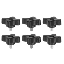 6pcs Star Knobs M5 x 8mm Metric Threaded Stud 32mm 4-Point Head Clamping Screws