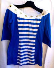 Melrose Gr. 42 Oberteil Shirt  3/4 Arm  Matrosenlook Marineoptik Royalblau Weiß