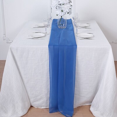 6 Royal Blue 72'' Premium Chiffon Extra Long Table Top Runners Wedding Supplies