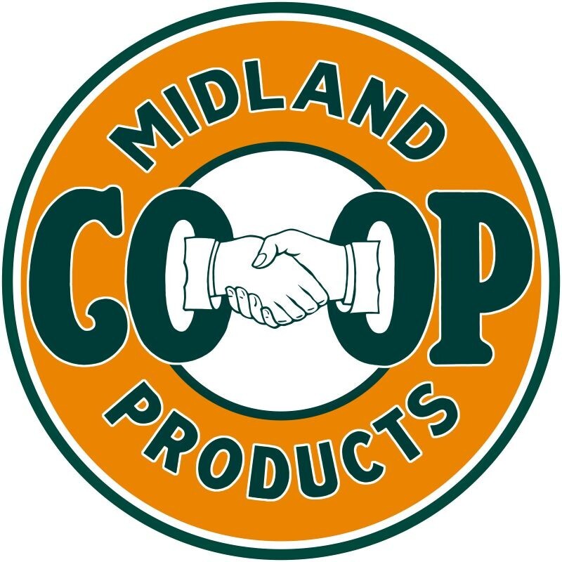 Midland CoOp Farm & Gasoline Products NEW Sign 28" Dia. Round
