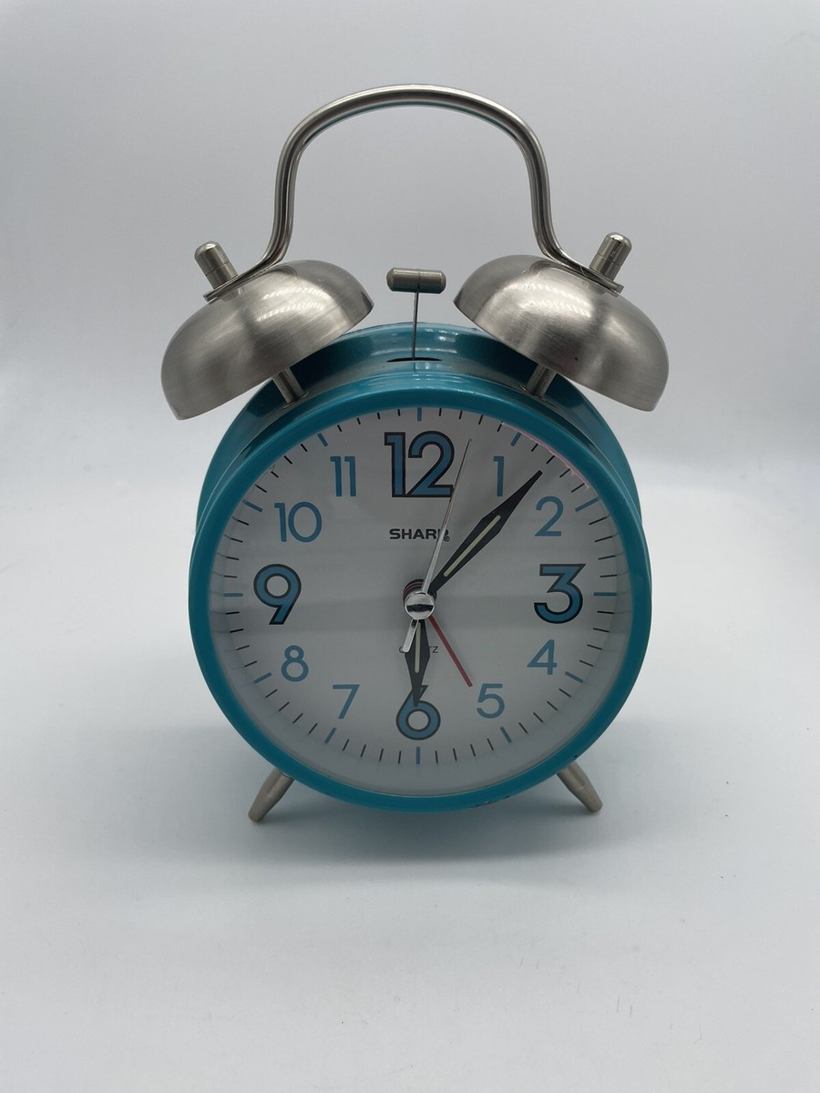 Sharp Twin Bell Alarm Clock, Teal, Touch Activated Back Light | eBay