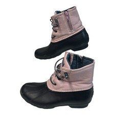 Sperry Girls Rain Boots Size 3M Saltwater Duck G1961803 Pink Black Waterproof