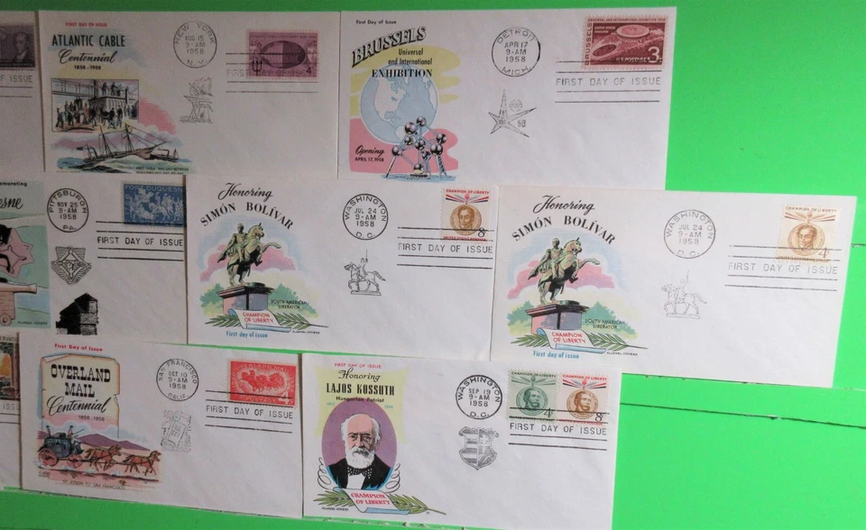1958 FLUEGEL CACHET FDC LOT OF 11,UA, CLEAN, 1104, 1110, 1117-78, 1123, +MORE #1 - Image 4 of 4
