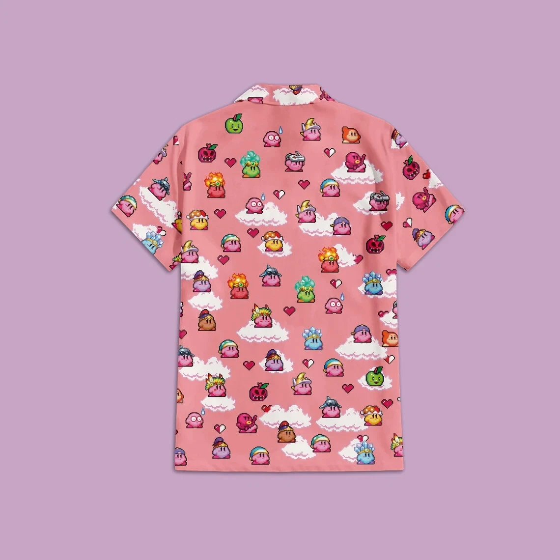 Kirby Pixel Hawaiian Button Down Shirt Unisex Adults