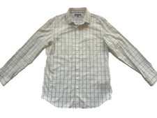 Men Banana Republic Tailored Slim Fit Plaid Dress Shirt Button Up Non Iron Large