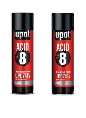 U-POL UP0741V ACID#8 Acid Etch Primer, 450 ML, Light Gray, 48.4 Sq-ft