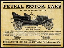 1911 Petrel Auto Motor Car Company New Metal Sign: Touring Model - Milwaukee, WI