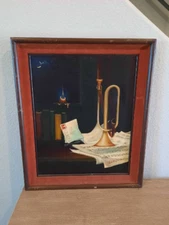 Bellini Oil on Canvas Dark Musical Painting Framed without Glass