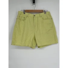 Liz Claiborne Linen Blend High Waist Shorts Petite Size 14 Yellow