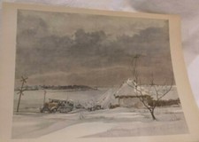 ANTIKER DRUCK NACH AQUARELL Fritz Brauner 1942 7.Endlose die Stra&szlig;e WW2 2.WK EK