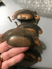 RARE ANTIQUE APOTHECARY BIN COPPER  “CRAFTSMAN”  HANDLES OLD ANTIQUE PER PIECE