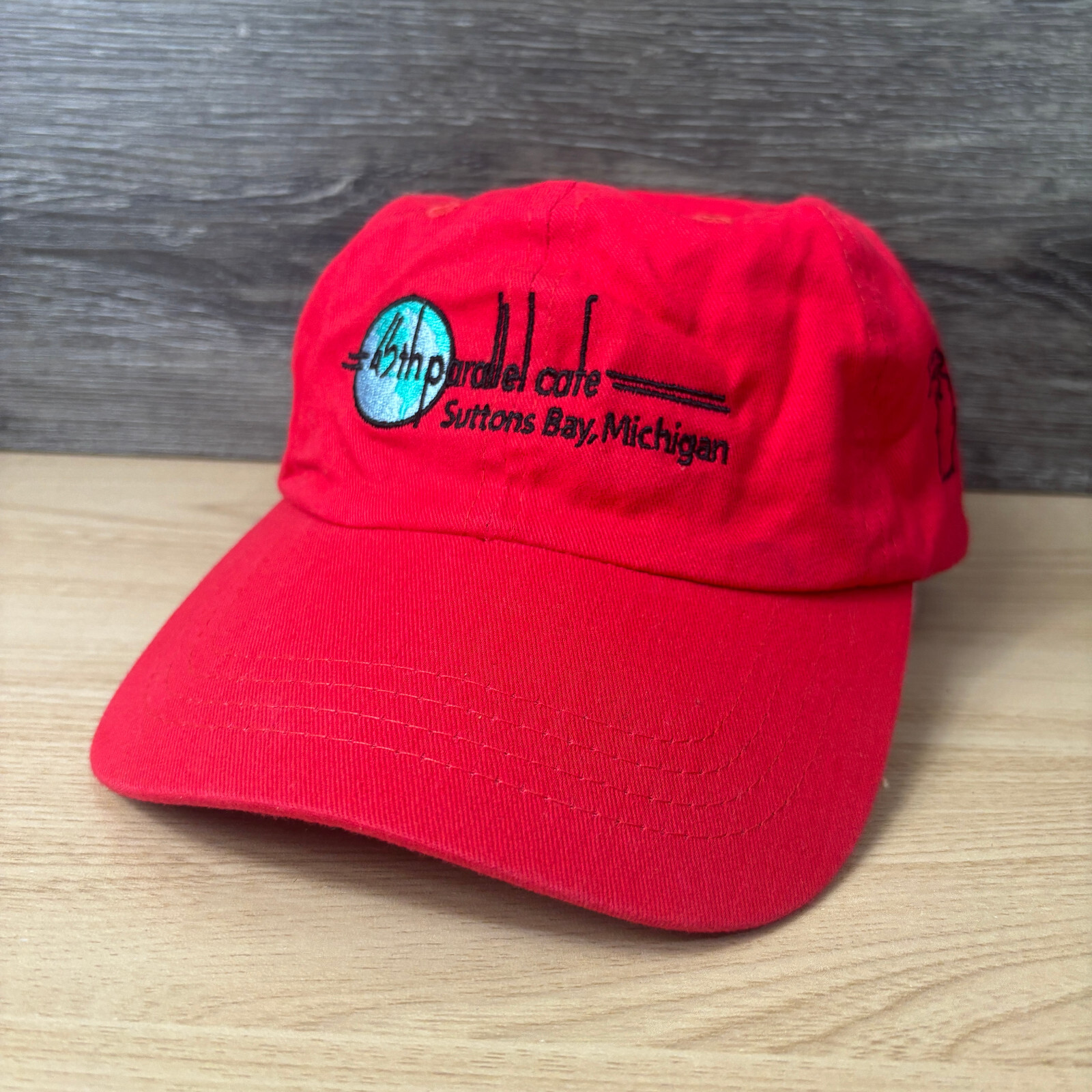 45th Parallel Cafe Hat Cap Strap Back Red Lightwe… - image 3