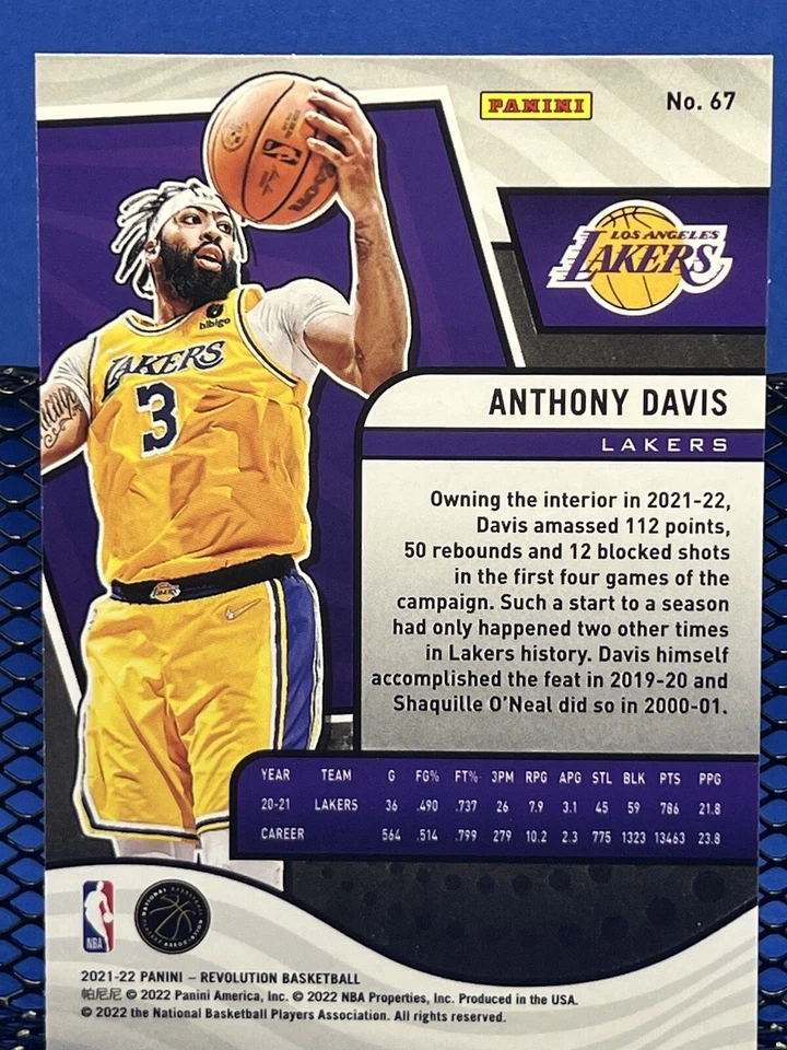 2021-22 Panini Revolution ANTHONY DAVIS Los Angeles Lakers Base 67 - Image 2 of 2