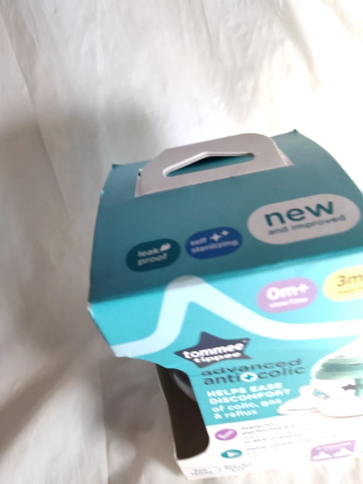 Tommee Tippee Advanced Anti-Cólicos 5oz Botellas 0mo+ Flujo Lento y 3m+ Flujo Med Foto 3 de 4