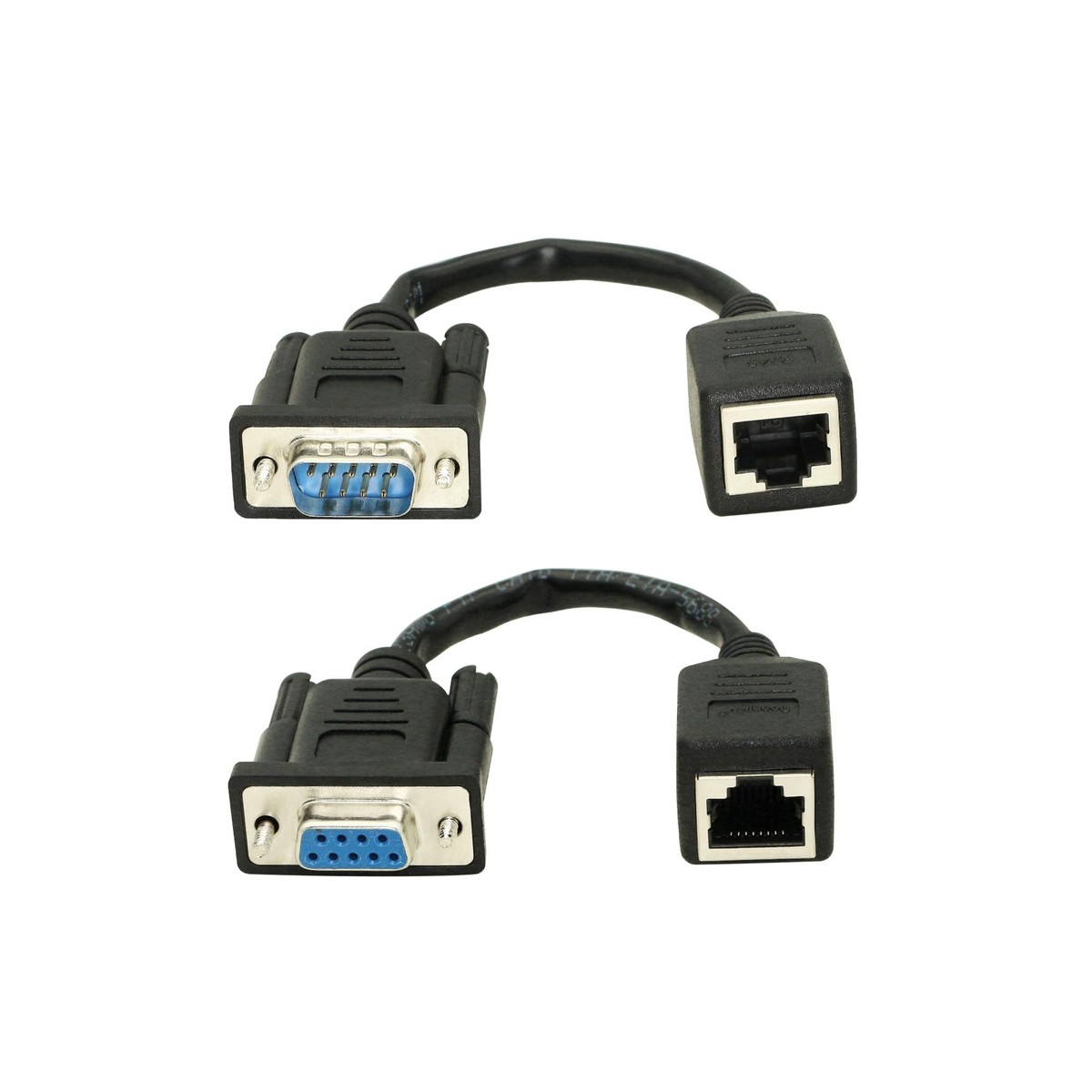 2 Pcs DB9 RS232 to RJ45 Extender 9-Pin Serial Port to Ethernet LAN