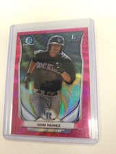 2014 BOWMAN 1ST CHROME PROSPECT PINK WAVE REFRACTOR PARALLEL DOM NUNEZ 46/65