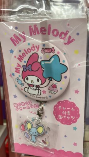 Sanrio Character My Melody Can Badge With Charm Mascot New Japan - Picture 1 of 15
