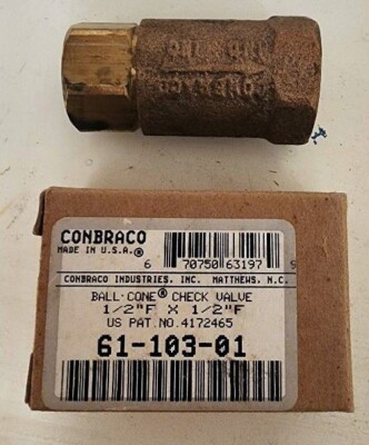 Ball Cone Check Valve Conbraco 1/2   # 61-103-01 NEW